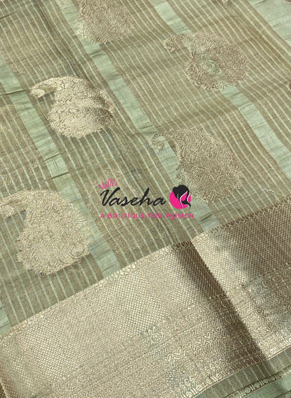 Semi Tussar Silk Saree | Grey Shade |VVSTS055