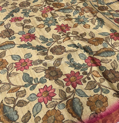 Semi Gicha Tussar Silk Saree - checks pattern - VVSGT004