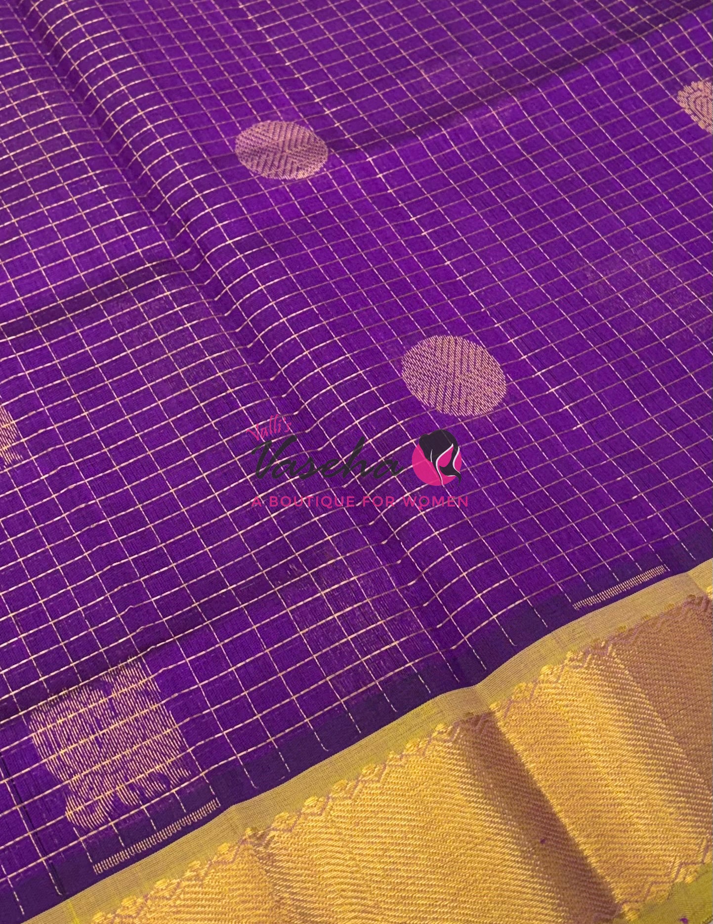 Pure Silk Cotton Saree - Mayil & Chakkaram Design - Purple With Yellow Green Shade -VVMC002
