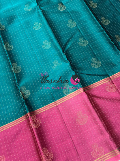 Half Mix - Pure Soft Silk Saree - Long Retta Petta Border with Butta - VVPSS084