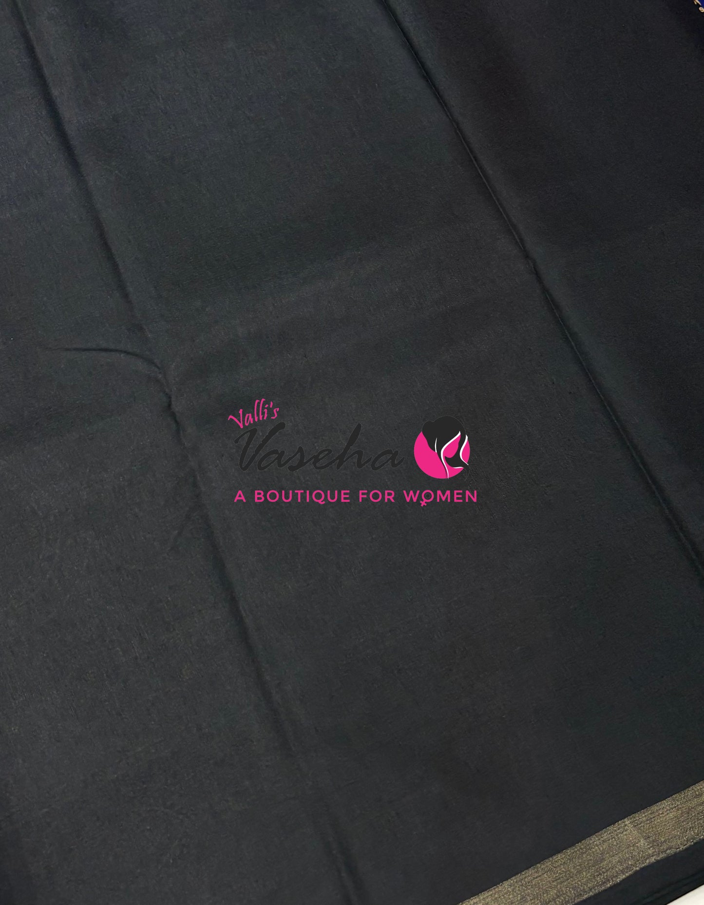 Casual Wear - Fancy Printed Silk  - Black Shade - VVFPS001
