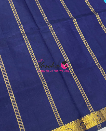 Pure Silk Cotton Sarees - Blue With Blue - VVPSC017