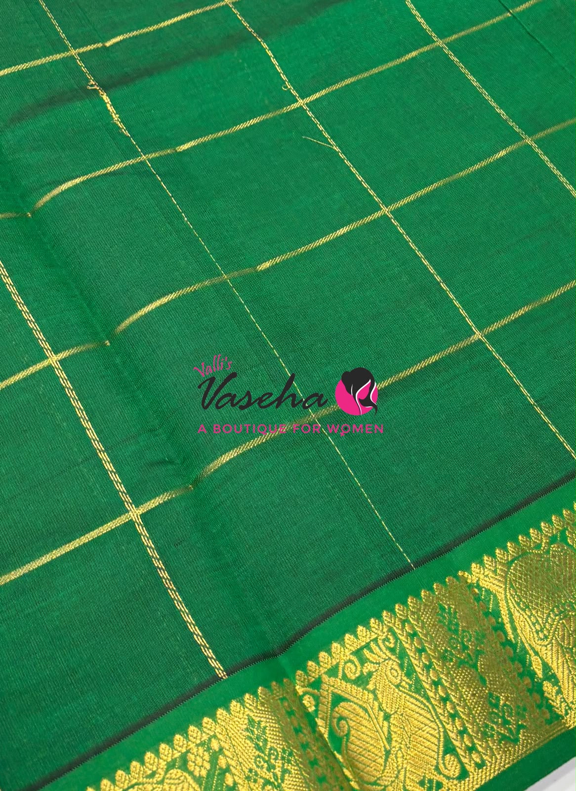 Semi Silk Cotton Saree - Checked Pattern with Butta  - VVSSC013