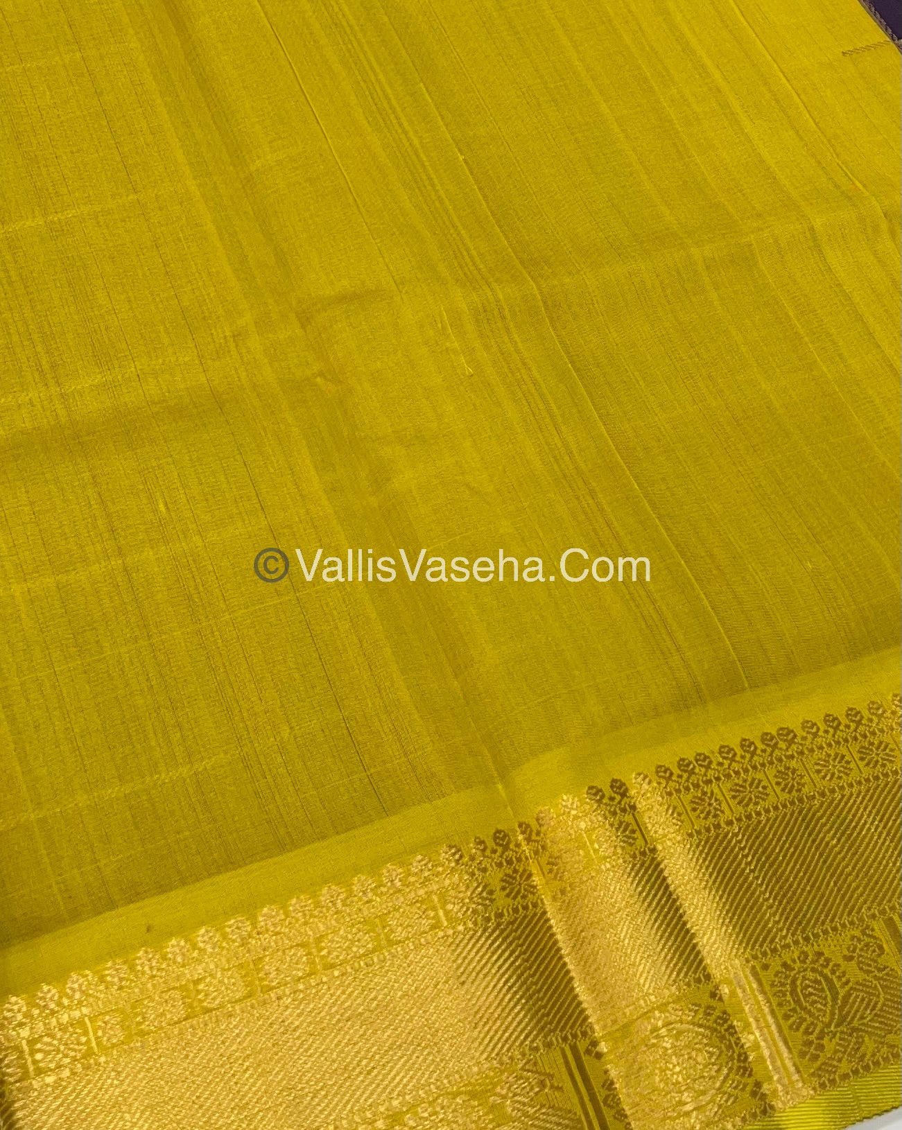 Pure Silk Cotton Saree - Mayil & Chakkaram Design - Dark Purple & Yellow - VVMC001