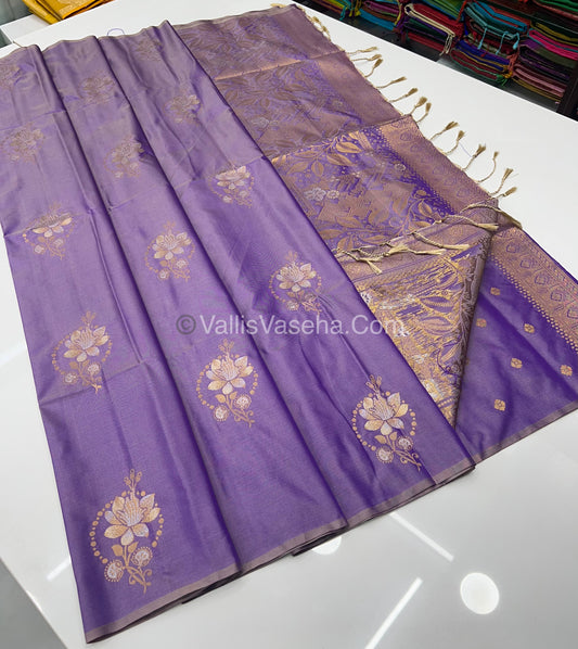 Semi Soft Silk - Border less - Creamish Lavender Shade -VVSSS007