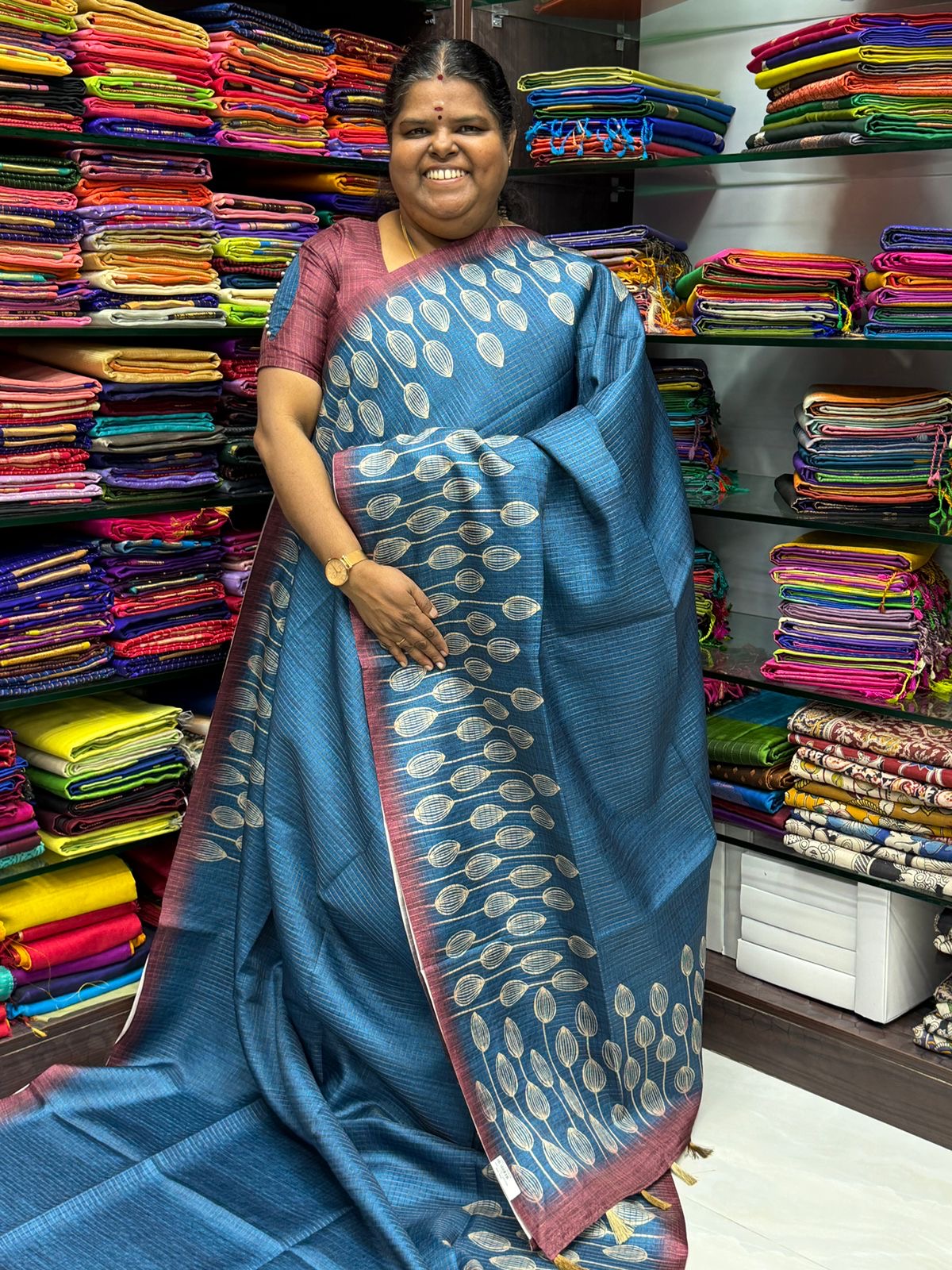 Art Tussar / Art Silk - Green & Purplish Wine - VVATS001