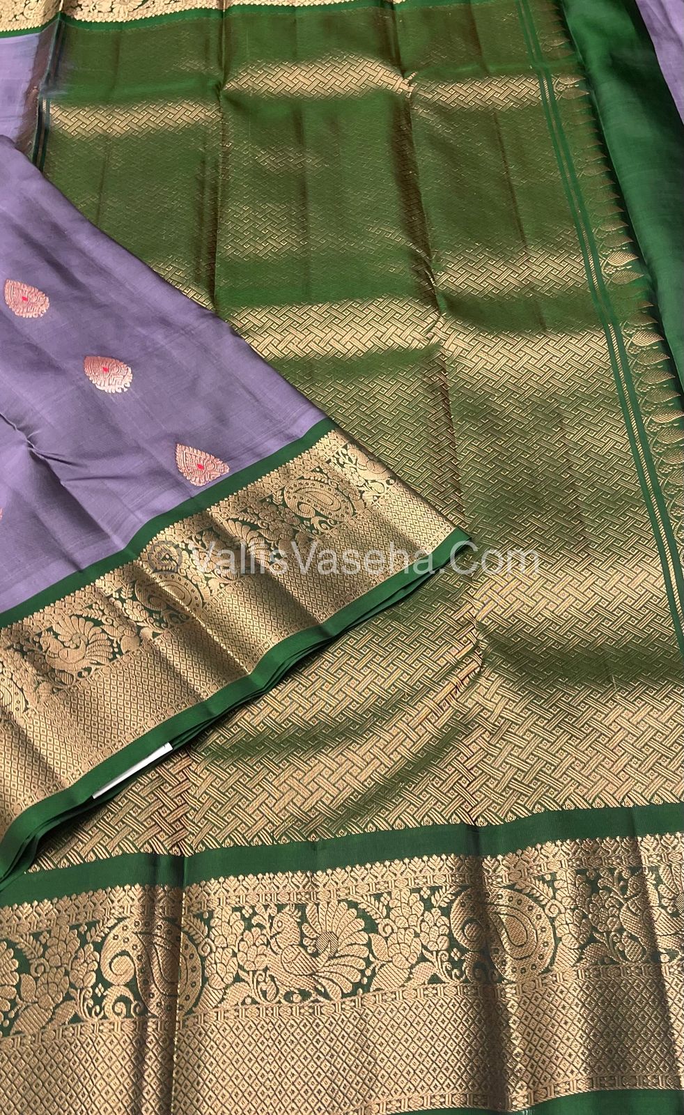Half Mix - Pure Soft Silk Saree - Lavender & Green Shade - VVPSS031