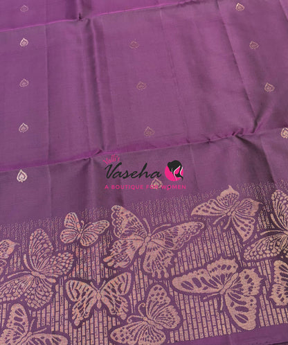 Pure Soft Silk Saree  - Dark Purple Shade - VVPSS094