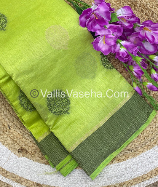 Semi Tussar Silk Saree - Light Pista Green shade - VVSTS009