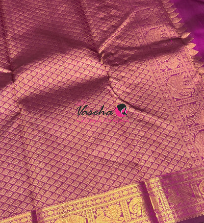 Pure Kanchipuram Silk Saree - Purple Shade - VVPS025