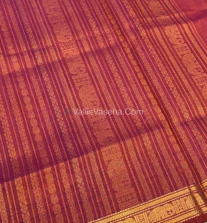 Pure Silk Cotton Saree - Retta Mayil Design - Dual Tone Rust Orange Shade - VVRMS001