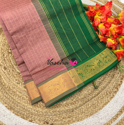 Semi Silk Cotton Saree - Checks Pattern - VVSSC019