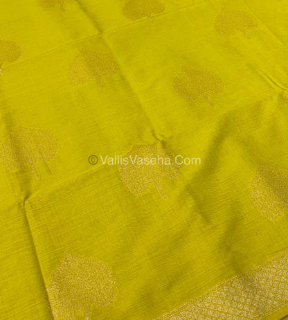 Banarasi - Heritage Silk - Semi Kathan Silk -  Lemon Yellow Shade - VVBHS007