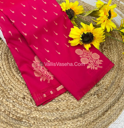Semi Soft Silk - Flower  Butta Border - Pink Shade -VVSSS016