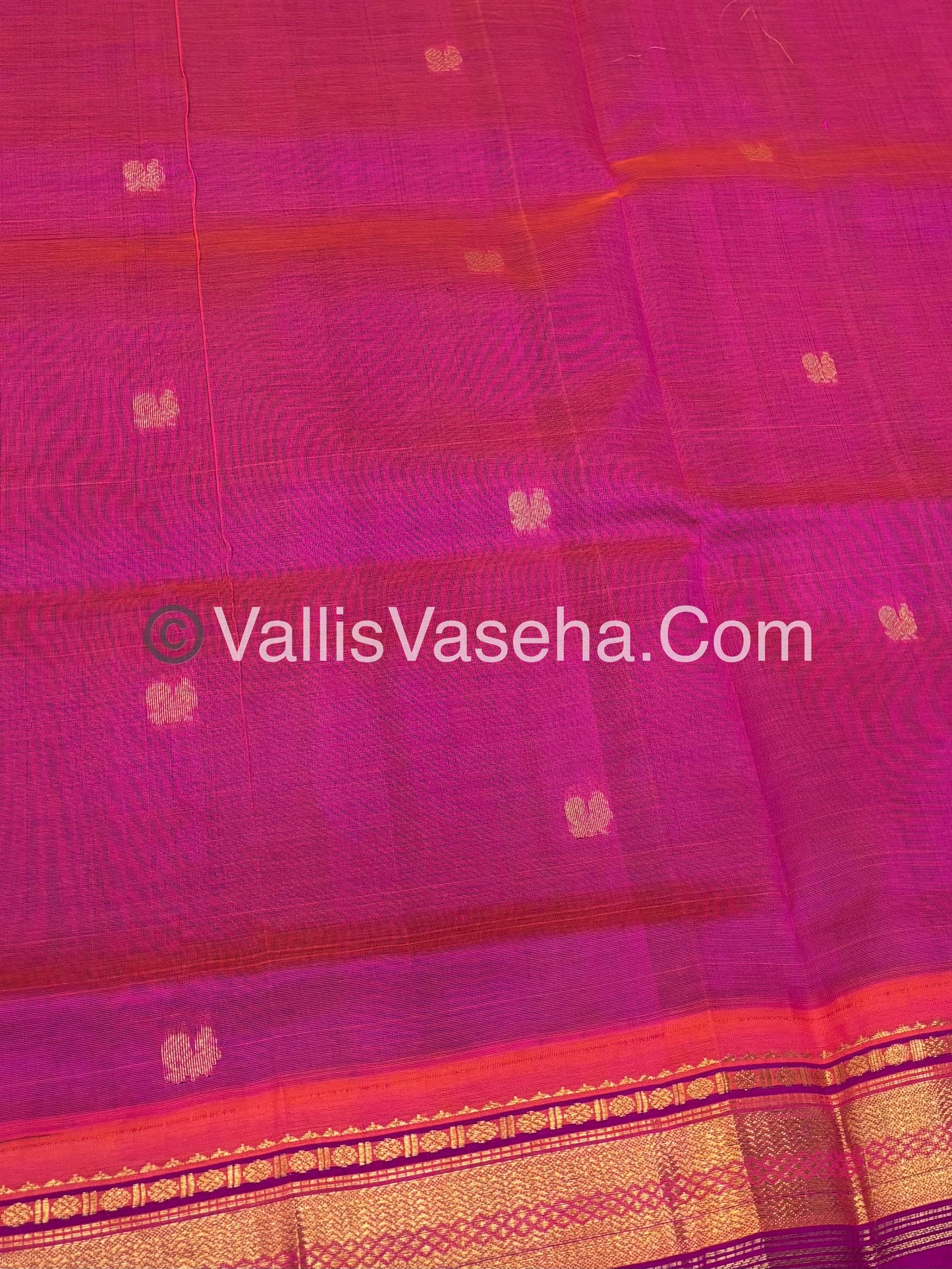 Pure Korvai Silk Cotton Saree - Blue With Pink Combo - VVKSC004