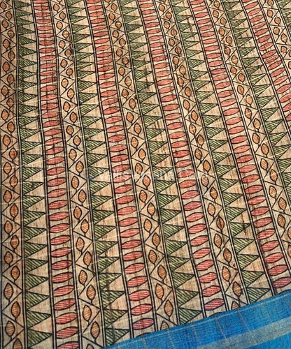 Semi Chanderi Saree - Fusion Of Bandhini & Madhubani- VVSCS002