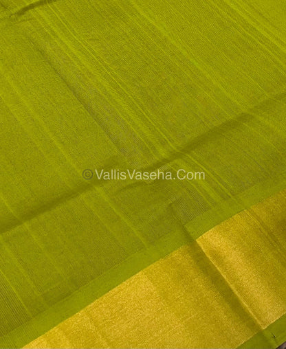 Semi Silk Cotton Saree - Purple & Mehandi Green Combo - VVSSC001