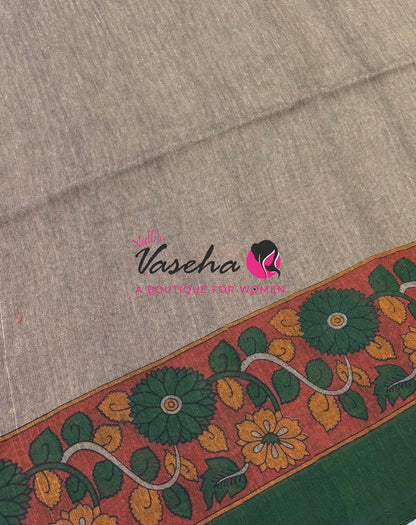 Handloom Cotton Sarees with Kalamkari Blouse - VVKCK004