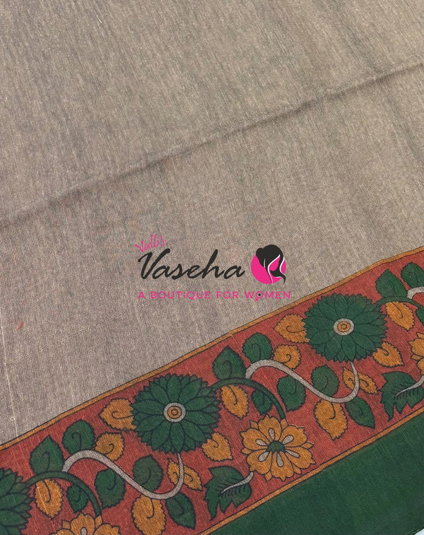 Handloom Cotton Sarees with Kalamkari Blouse - VVKCK004