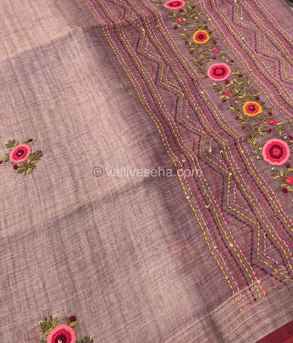 French Knot - Tissue Saree - Onion Pink Shade - VVLFN001