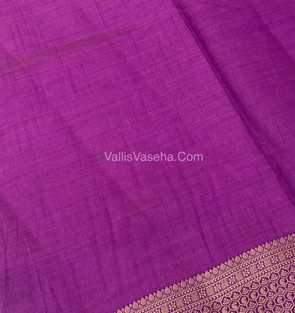 Semi Tussar Silk - Grand Pallu  - Purplish Pink Shade - VVSTS021