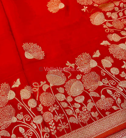 Banarasi Premium Viscose Saree - Orange Shade - VVBPV001