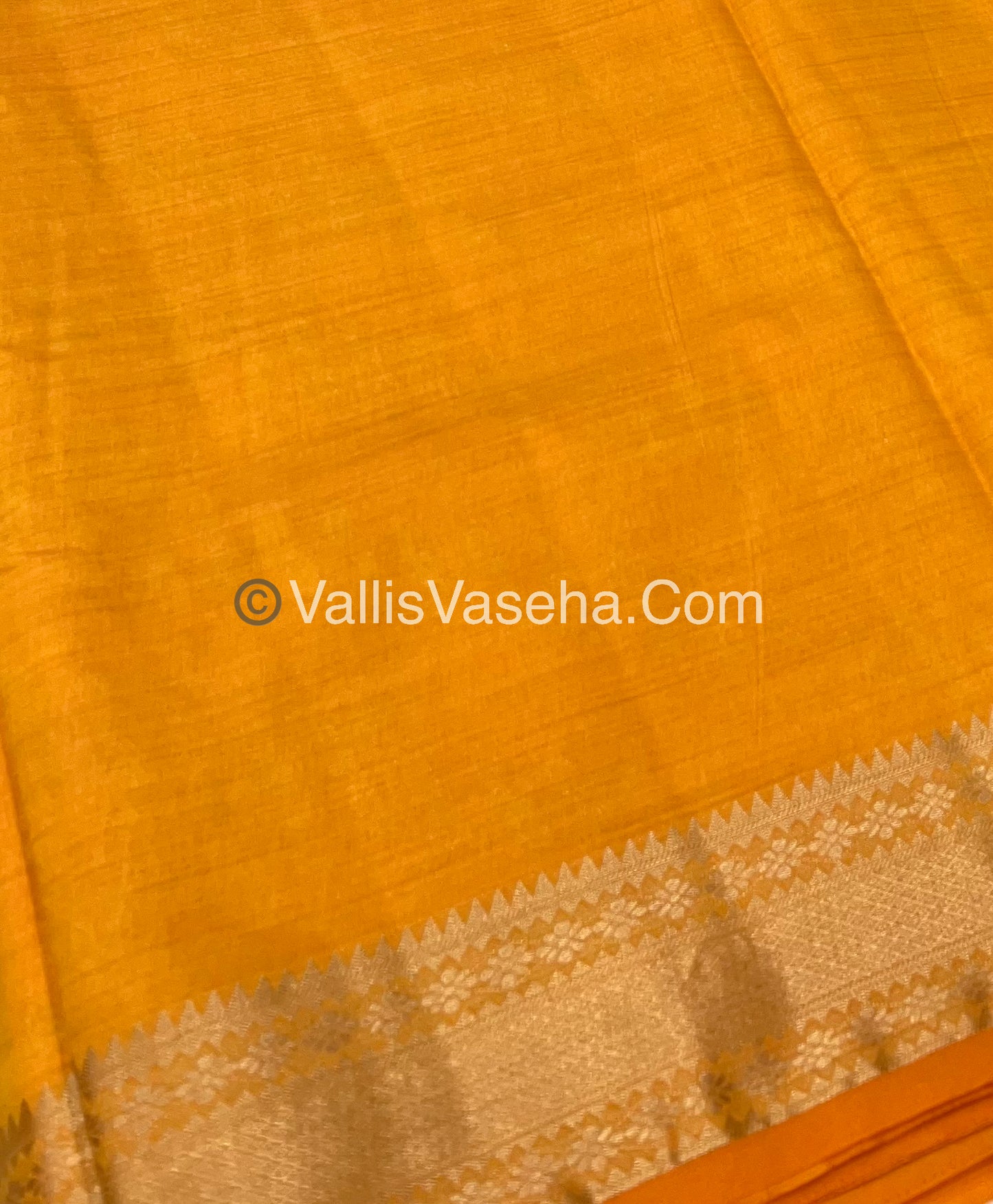 Semi Tussar Silk - Grand Pallu  - Yellow Shade - VVSTS017