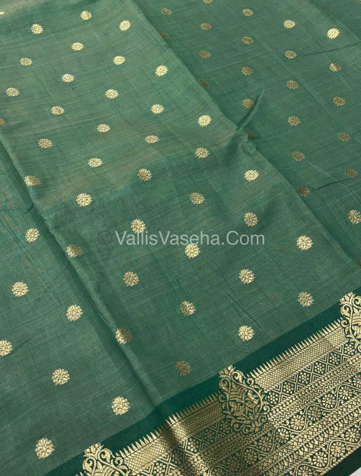 Semi Tussar Silk Saree -  Dark Green shade - VVSTS032