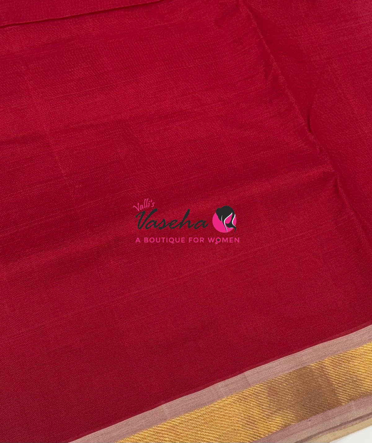 Pure Silk Cotton Sarees - Red With Cream - VVPSC003