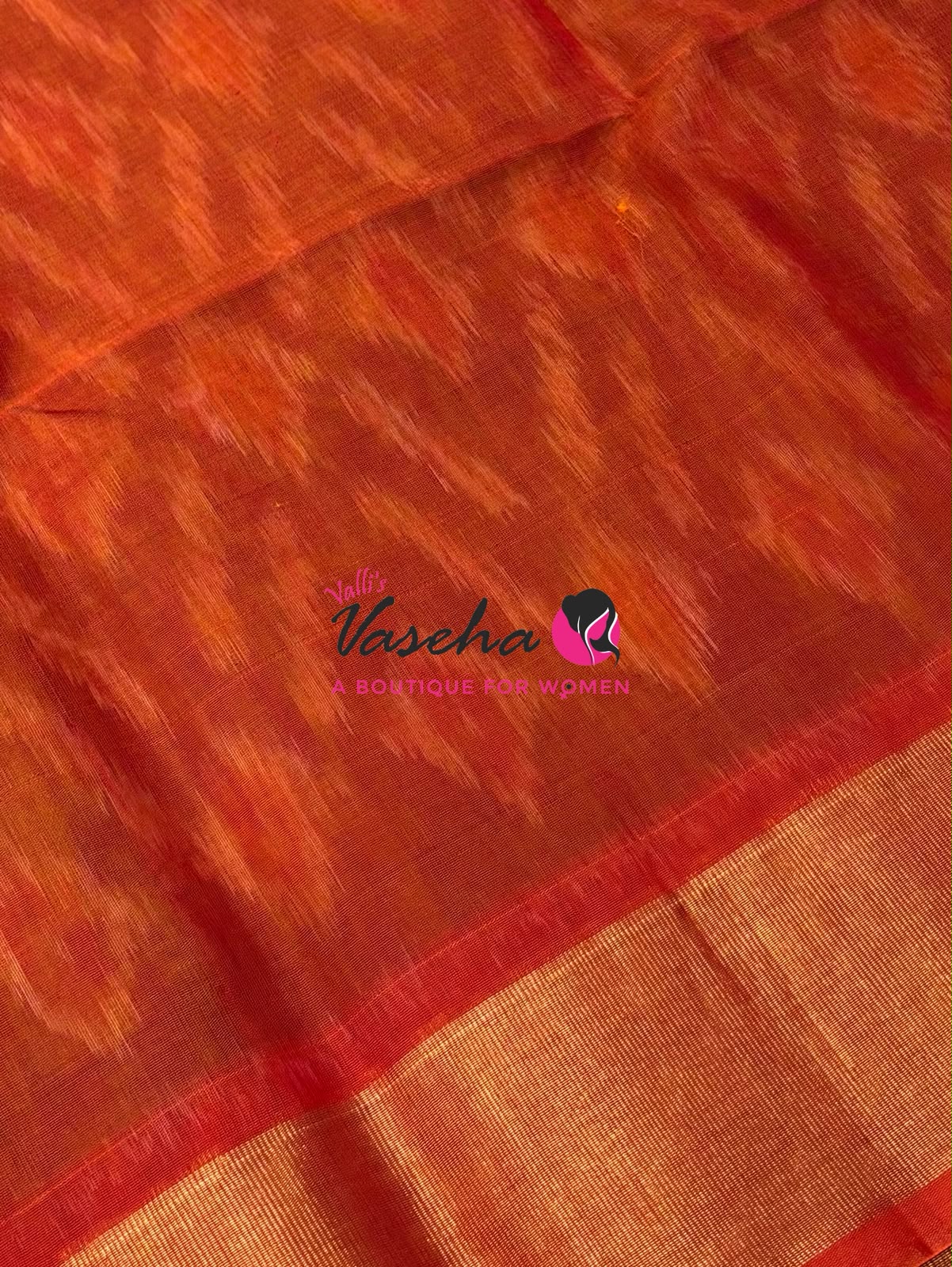 Pochampally Silk Cotton Saree - Double Tone Green & Red Shade - VVPPS001