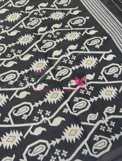 Semi Gicha Tussar Silk - Black Shade - VVGTS002
