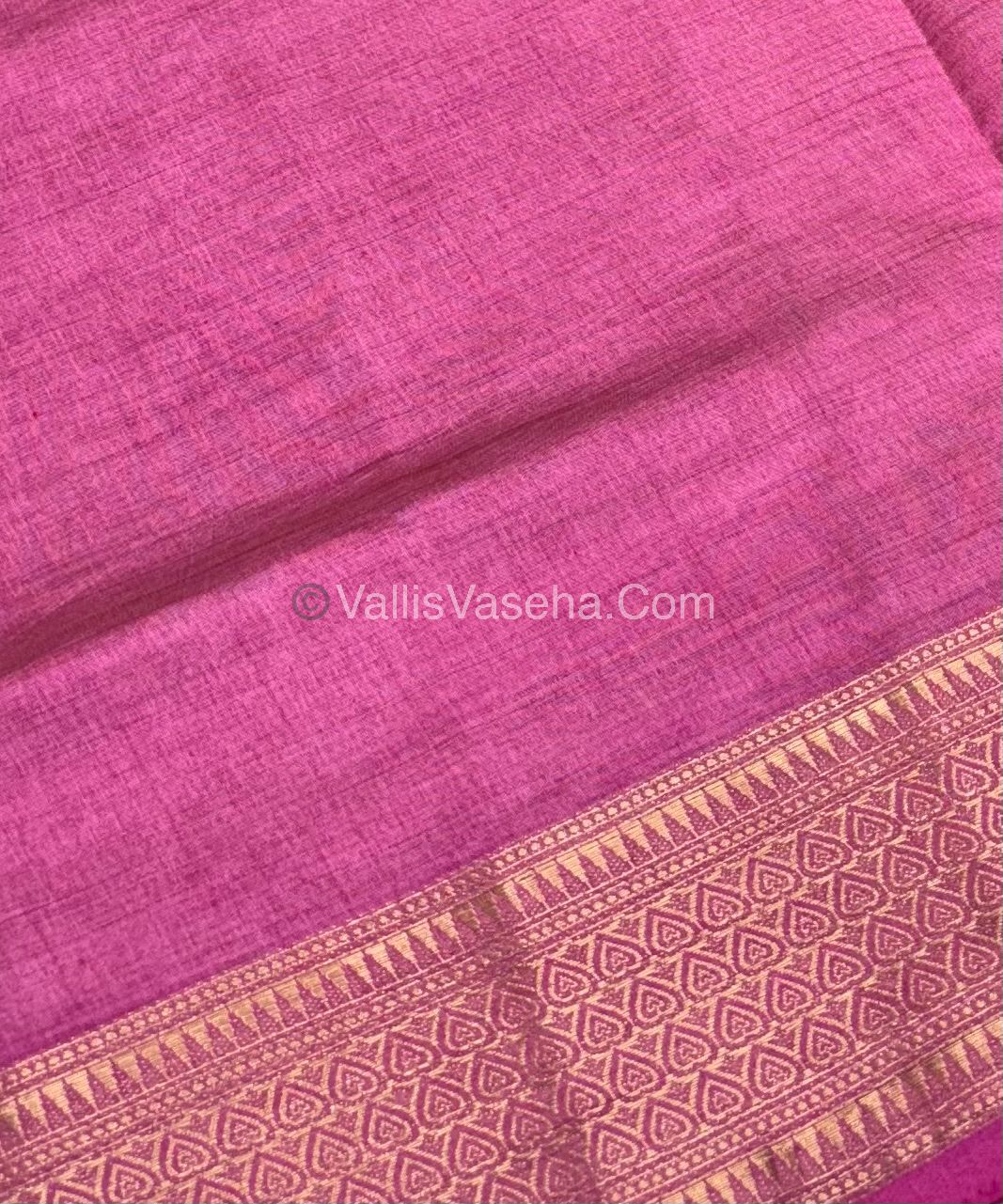 Semi Tussar Silk - Grand Pallu  - Light Pink Shade - VVSTS020