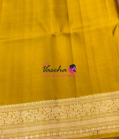 Pure Soft Silk Saree - Light Peach With Yellow - Velum & Mayilum - Kanchi Border - VVPSS015