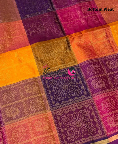 Pure Soft Silk Saree - Partly Pallu -  Half & Half Saree - VVPSS088