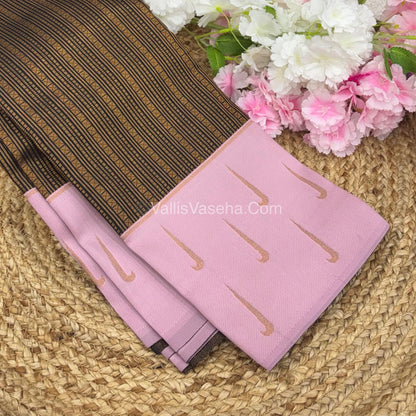 Kanchi Semi Silk - Black with Pink  - VVKSS001