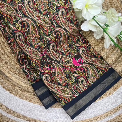 Casual Wear - Fancy Printed Silk  - Black Shade - VVFPS001