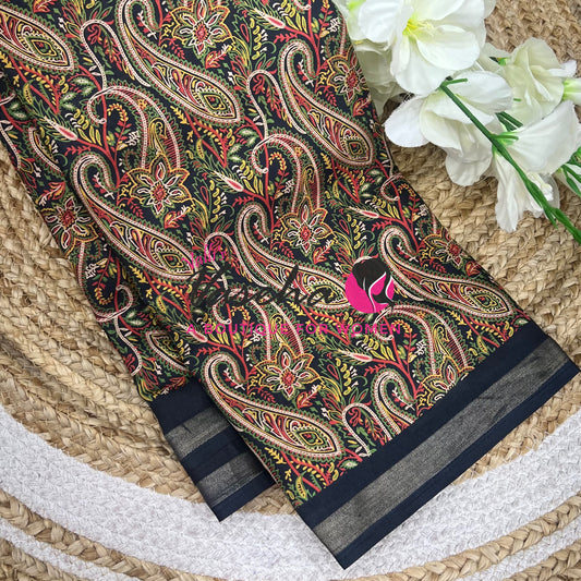 Casual Wear - Fancy Printed Silk  - Black Shade - VVFPS001