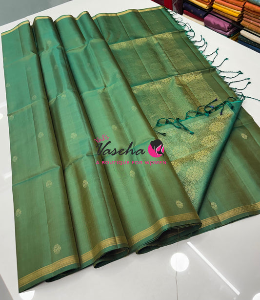 Pure Soft Silk Saree  - Dual Tone Green Shade - VVPSS101