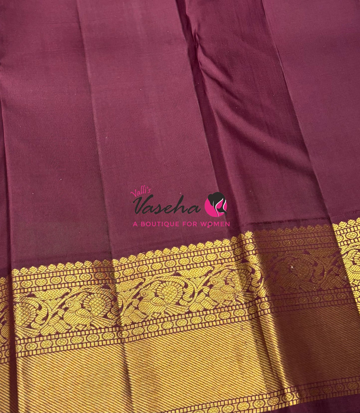 Pure Vintage Korvai Kanchipuram Silk Saree - Light Pastel /Light Baby Pink With Wine Brown Combo - VVPS066