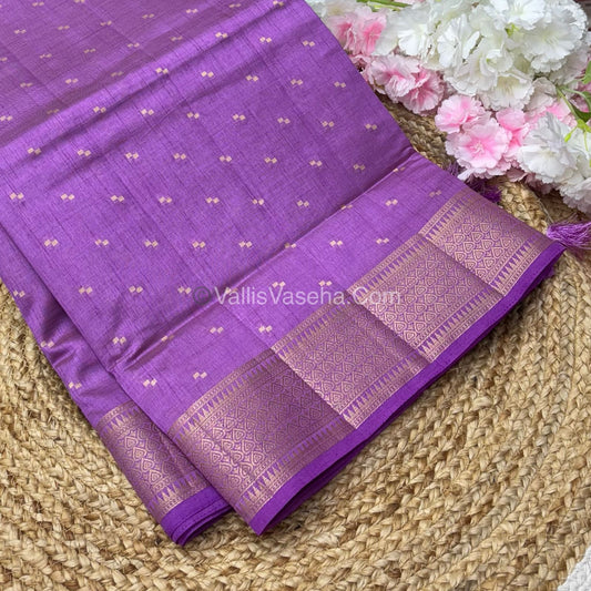 Semi Tussar Silk - Grand Pallu  - Lilac / Light Lavendar Shade - VVSTS020