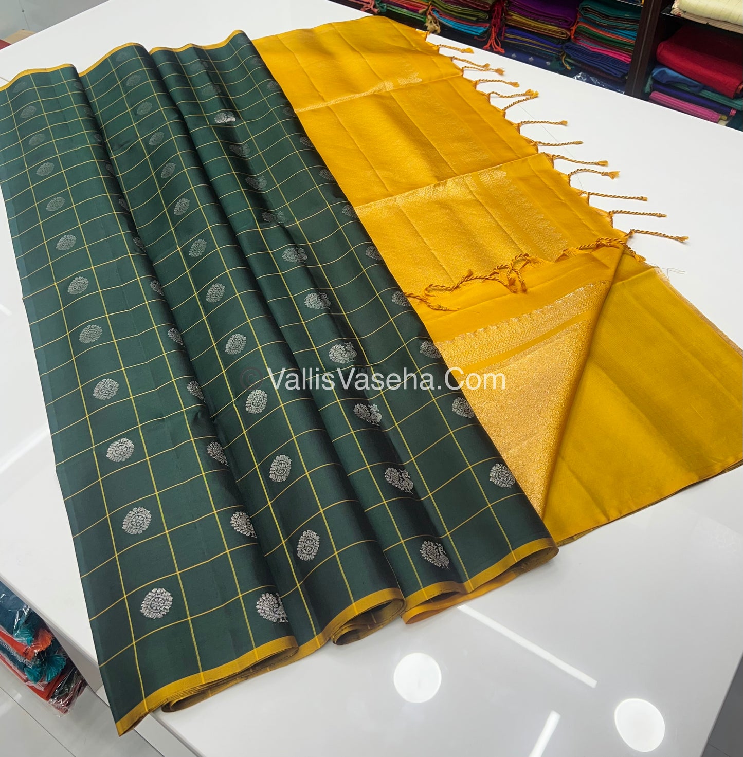 Pure Soft Silk Saree - Green & Yellow - VVPSS047