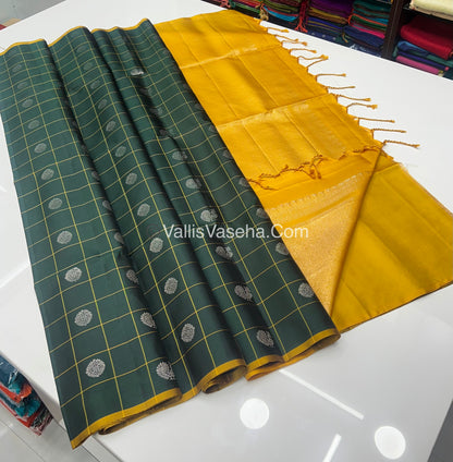 Pure Soft Silk Saree - Green & Yellow - VVPSS047