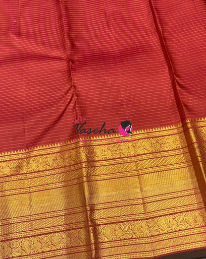 Pure Kanchipuram Silk Saree - Rust Orange Shade - VVPS040