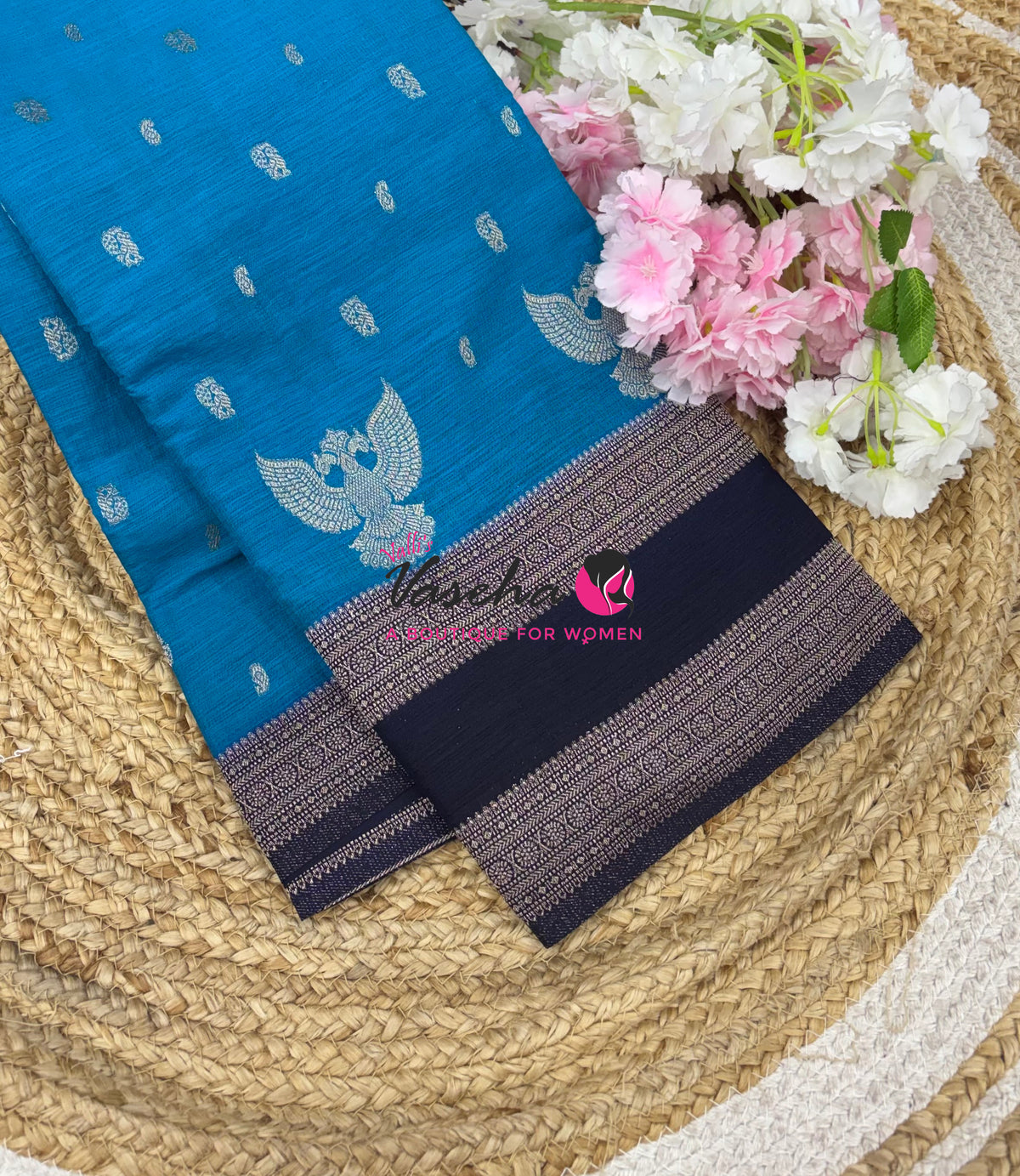Banarasi - Heritage Silk - Blue With Navy Blue - VVBHS015