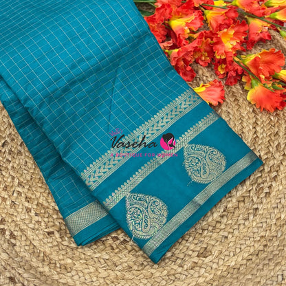 Semi Tussar Silk Saree | Blue Shade |VVSTS061