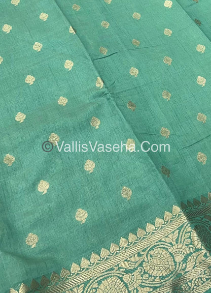Semi Tussar Silk  - Cyan Shade - VVSTS024