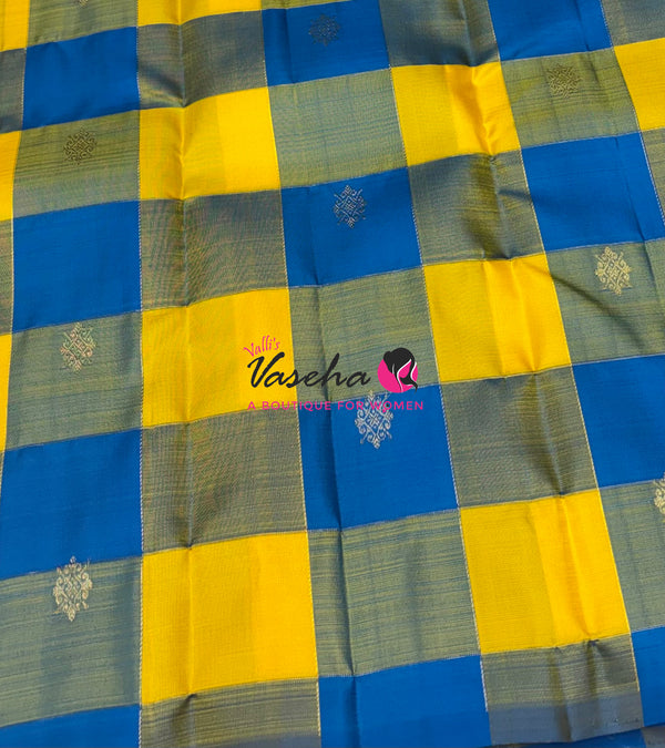 Pure Kanchipuram Silk Saree - Pazhum Pazhamum Checks - VVPS017