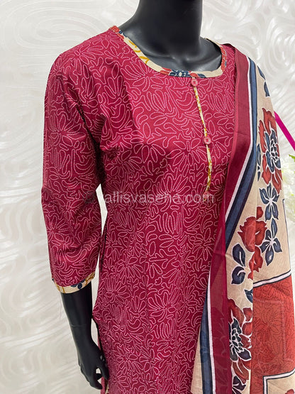 Ready Made - Semi Patiyala 3(pc) Set - Printed Cotton - VVRSP001