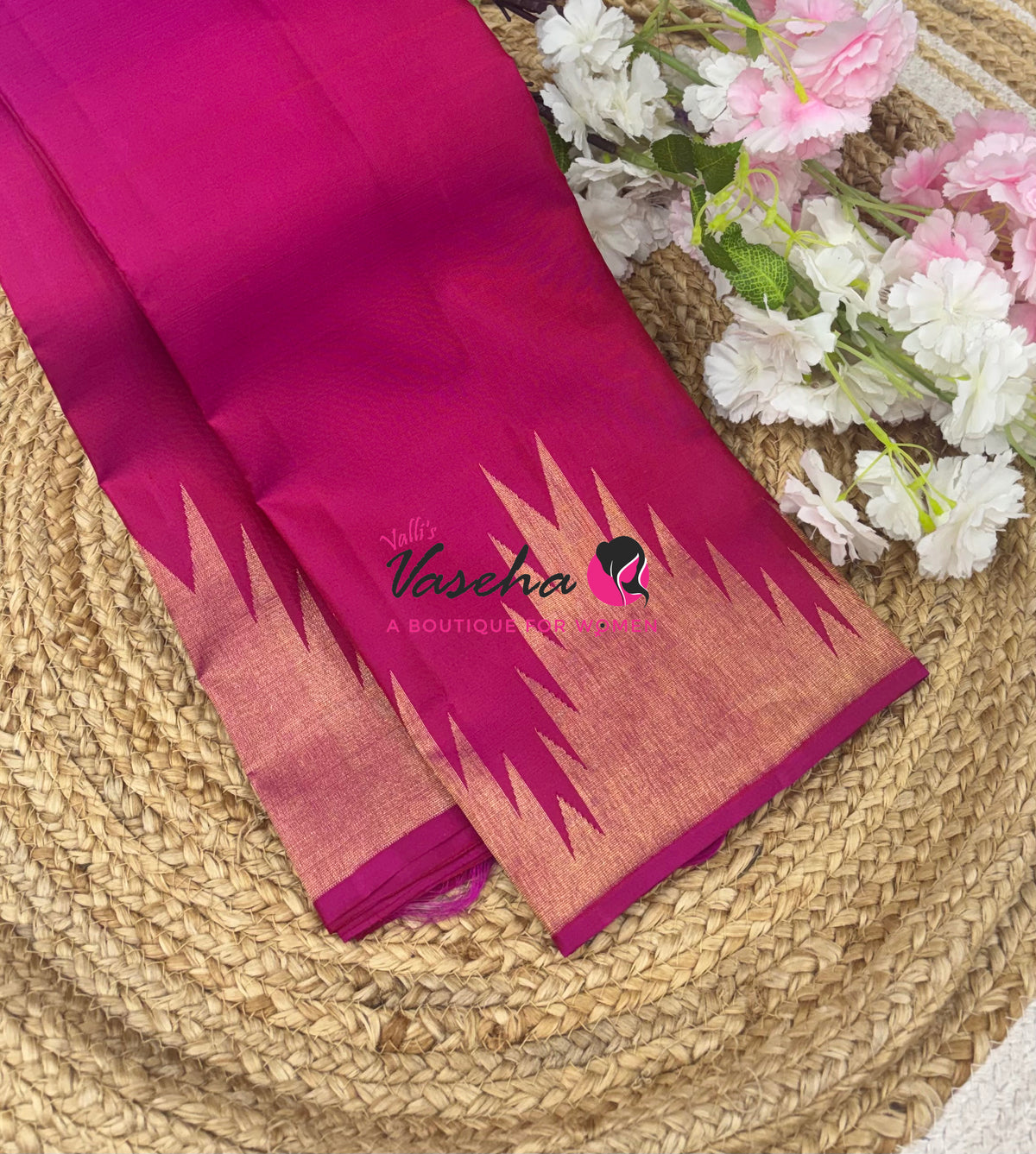 Pure Vintage Kanchipuram Silk Saree  - Thalampoo - Pink Shade VVPS019
