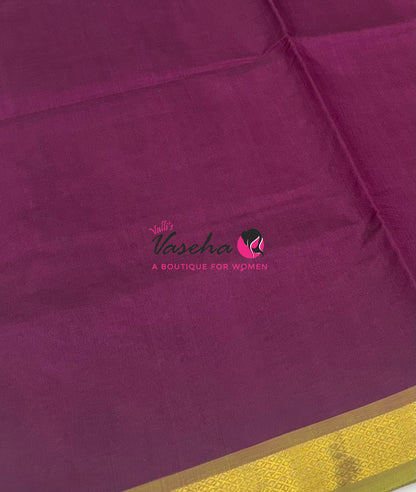 Pure Silk Cotton Sarees - Purplish Wine With Green - VVPSC017